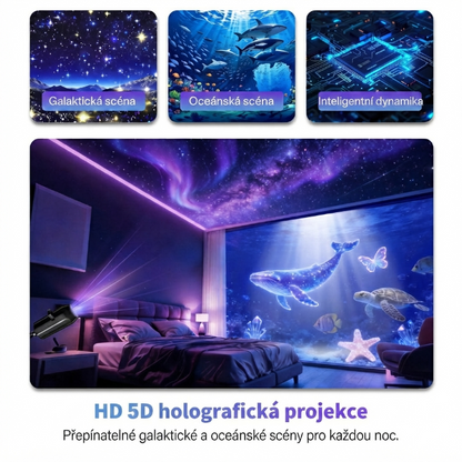 🗼 NOVÁ GENERACE CHYTRÉ HD PROJEKCE Chytrý dynamický 5D holografický noční projektor